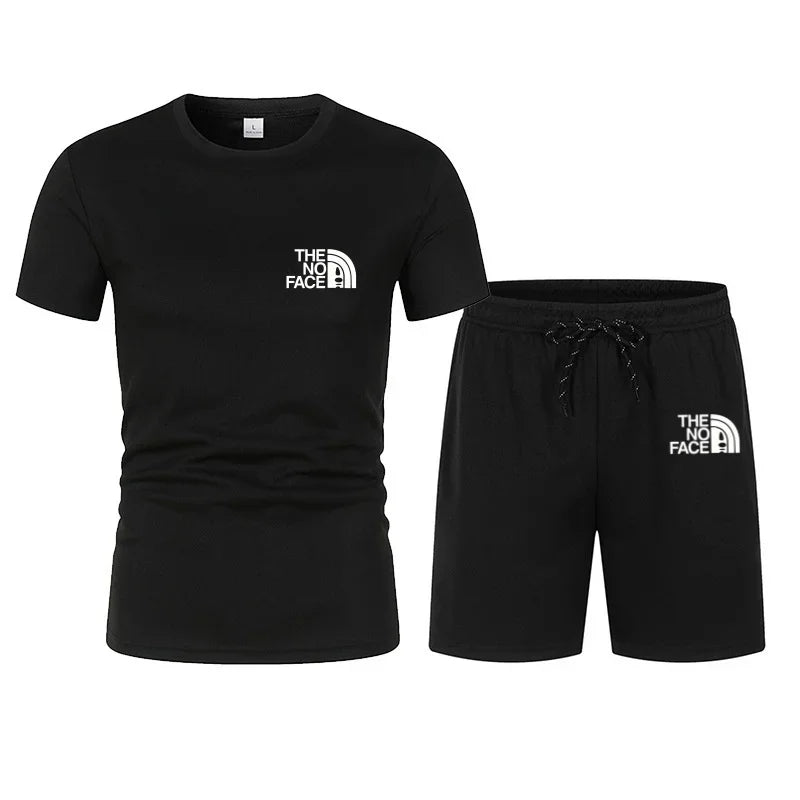 summer fashion trend casual sports two-piece set trendy men's short sleeved T-shirt+shorts set