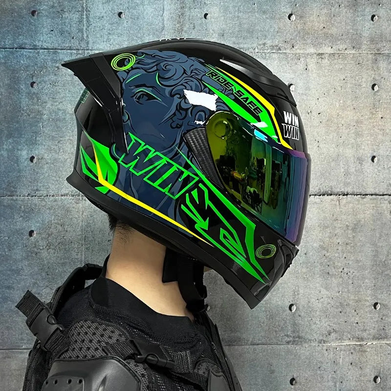 JIEKAI DOT Certified Full Face Motorcycle Helmet Racing Dual Lens Helmet
