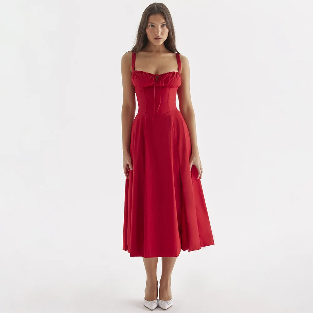 Elegant Long Dresses For Women 2025 Summer Sexy Sling Sleeveless Backless Bandage Party Dress Female Solid Color Maxi Vestidos