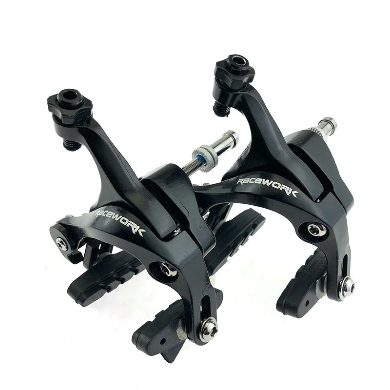 Aluminum Dual Pivot Side Pull Brake Calipers, Front & Rear Road Bike Racing Brakes with Brake Pads