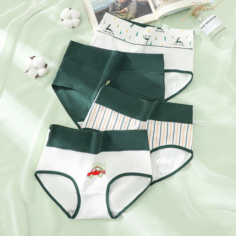 High Waist 4Pcs/Set Cotton Panties Women Briefs Seamless Body Shaper Breathable Underwear Comfort Female Lingerie Plus Size 5XL