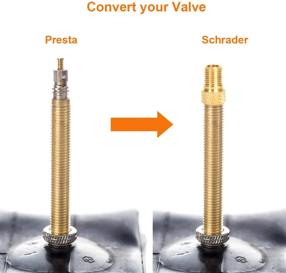 Bicycle Presta To Schrader Adapter Bike Tire Valve Adapter Copper Golden Bicycle Pump Tire Valve Connectors F/V To A/V Converter