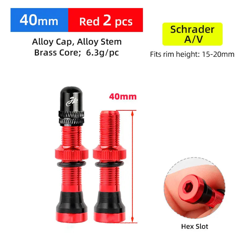 Deemount 2PCS Schrader A/V Valves 40/60mm CNC Machined Anodized for MTB Road Bike Tubeless Rims