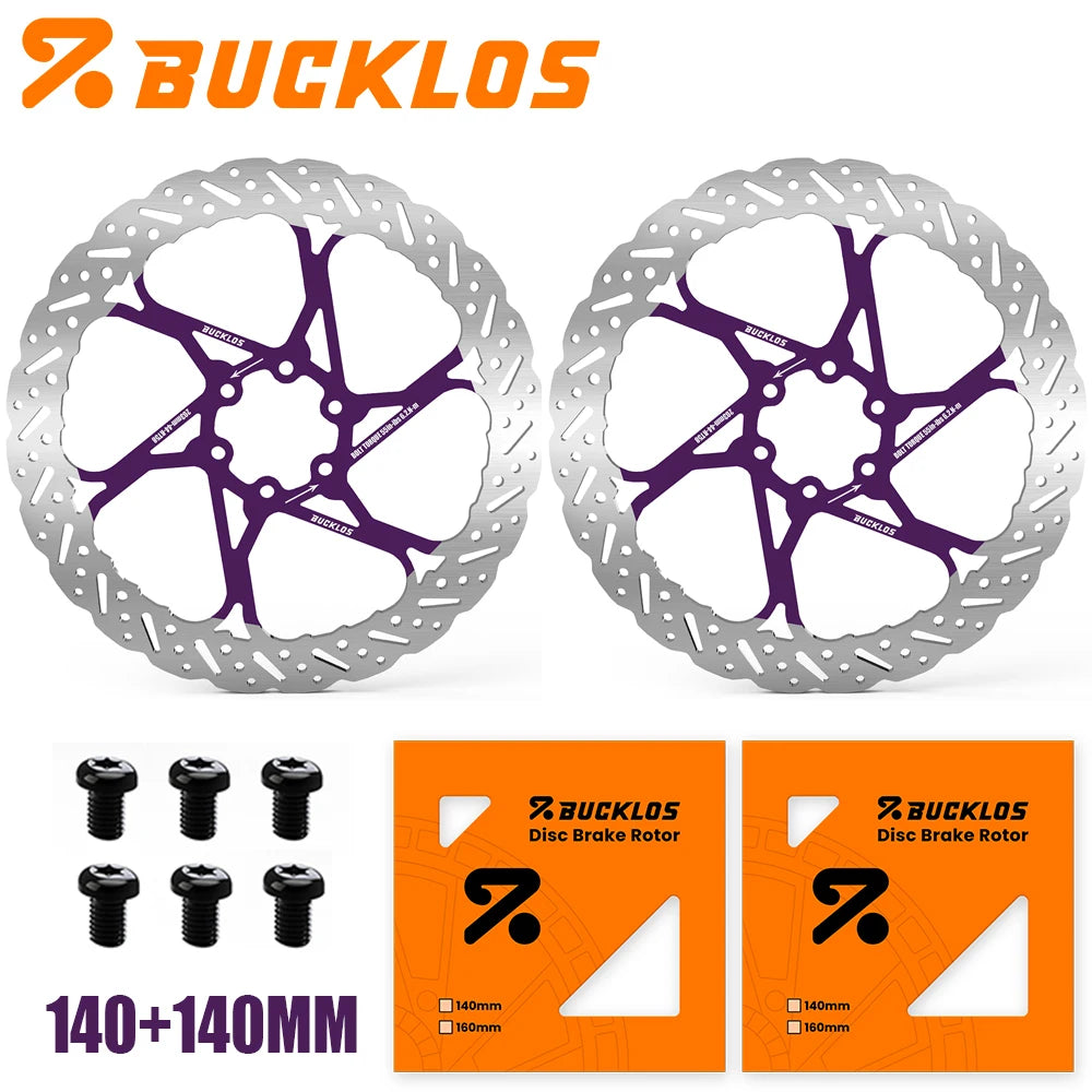 BUCKLOS 2PC Bicycle Rotor Bike Brake Discs 160mm 140mm 180mm 203mm Brake Discs Heat Dissipation Hydraulic Disc Brakes Rotor