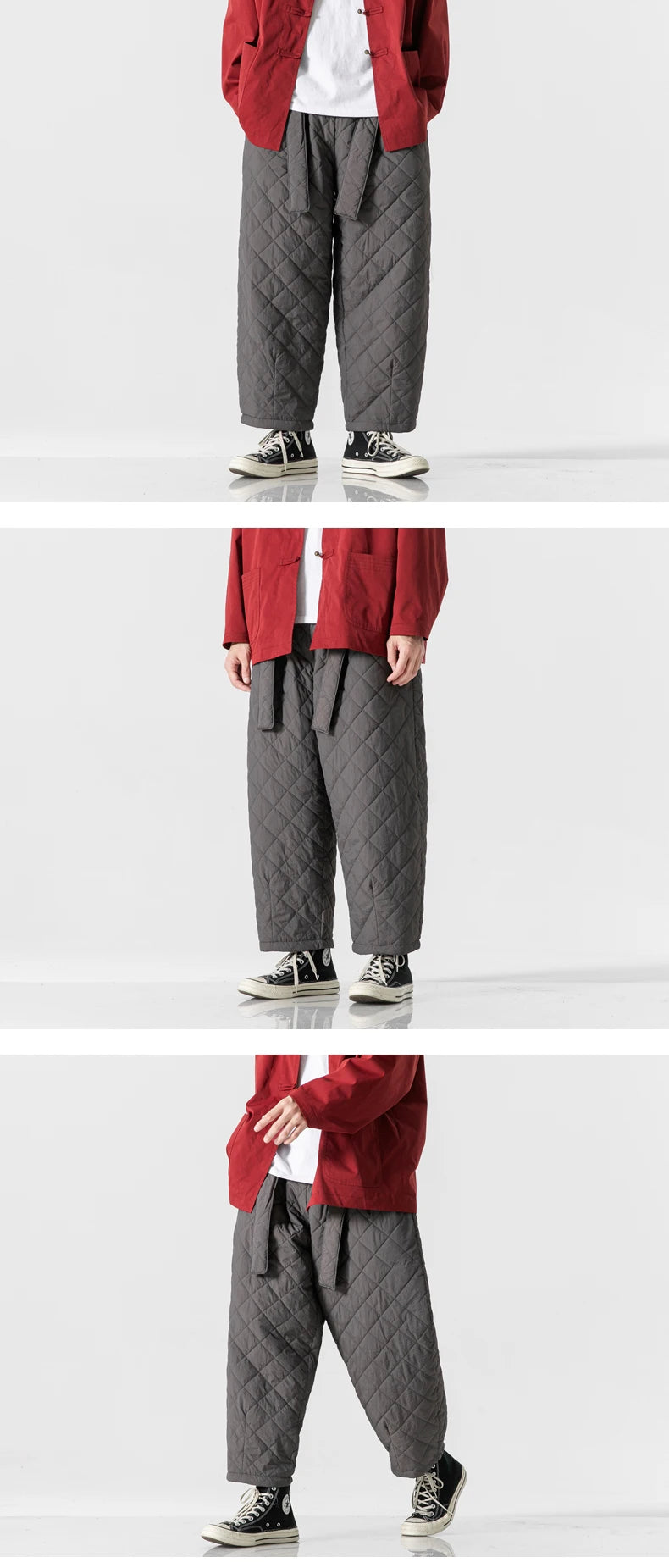 2024 Winter Thickened Cotton Padded Pants Men Casual Warm Trousers Ankle Length Pants Sportwear Solid Drawstring Sweatpants Man