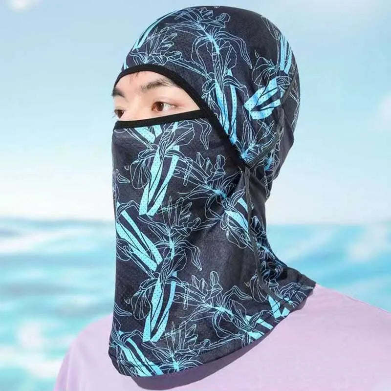 Summer Cool Balaclava Ice Silk Cycling Full Face Cap Sun Anti-UV Protection Sports Face Cover Headwear Bike Motorcycle Men's Hat