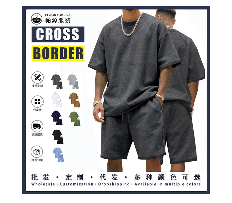 Men's Casual Two Piece Set Summer Short Sleeve T-Shirt and Shorts Set Comfortable Loose Fit Tracksuit for Men Clothing Set