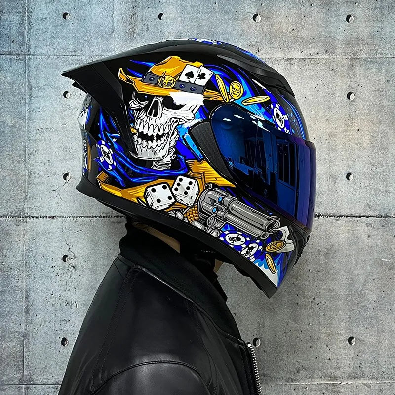 JIEKAI DOT Certified Full Face Motorcycle Helmet Racing Dual Lens Helmet
