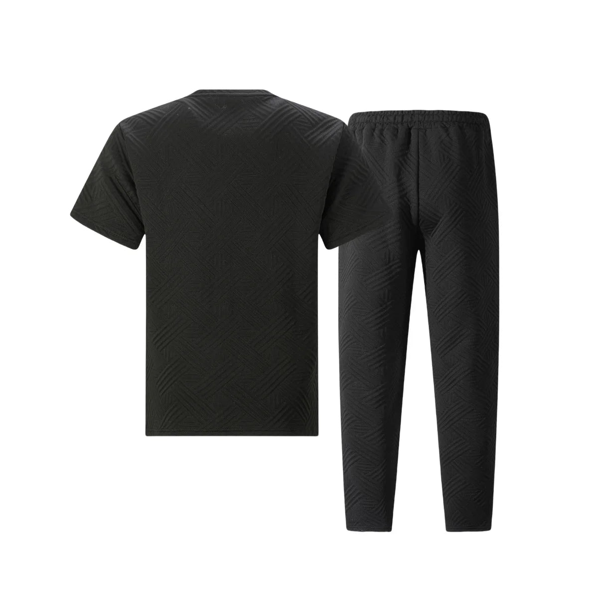 Men's Textured Fabric 2 Piece Set Short Sleeve T-Shirt & Drawstring Pants Casual Outfit Lightweight Breathable Streetwear for Sp