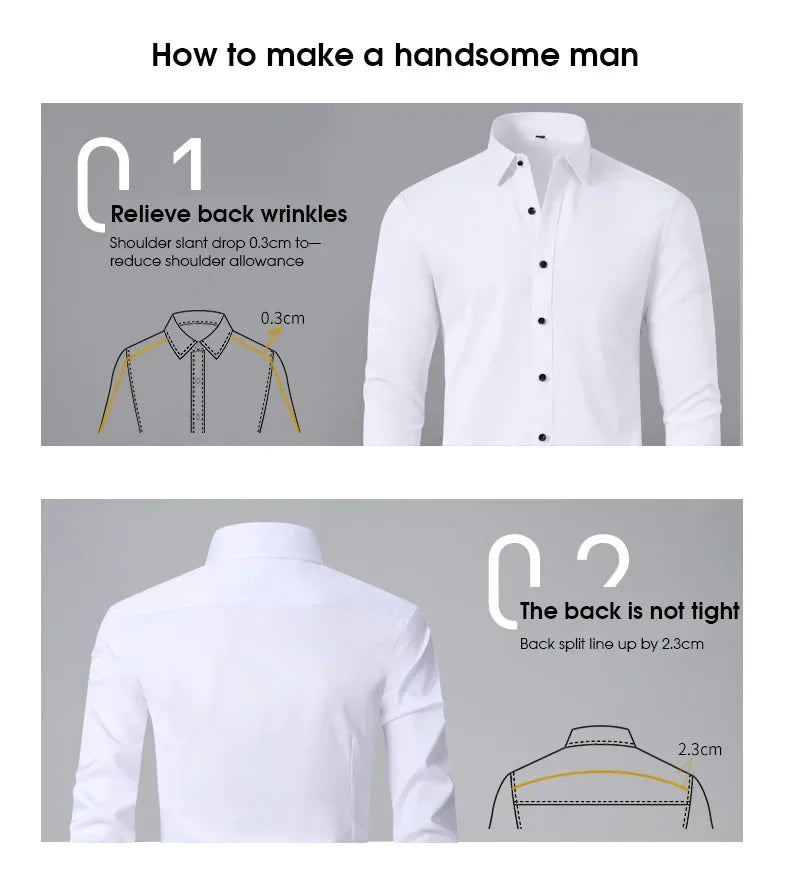 Four sided elastic shirt for men's shirt, multi-color non ironing, wrinkle resistant, simple business dress, casual shirt
