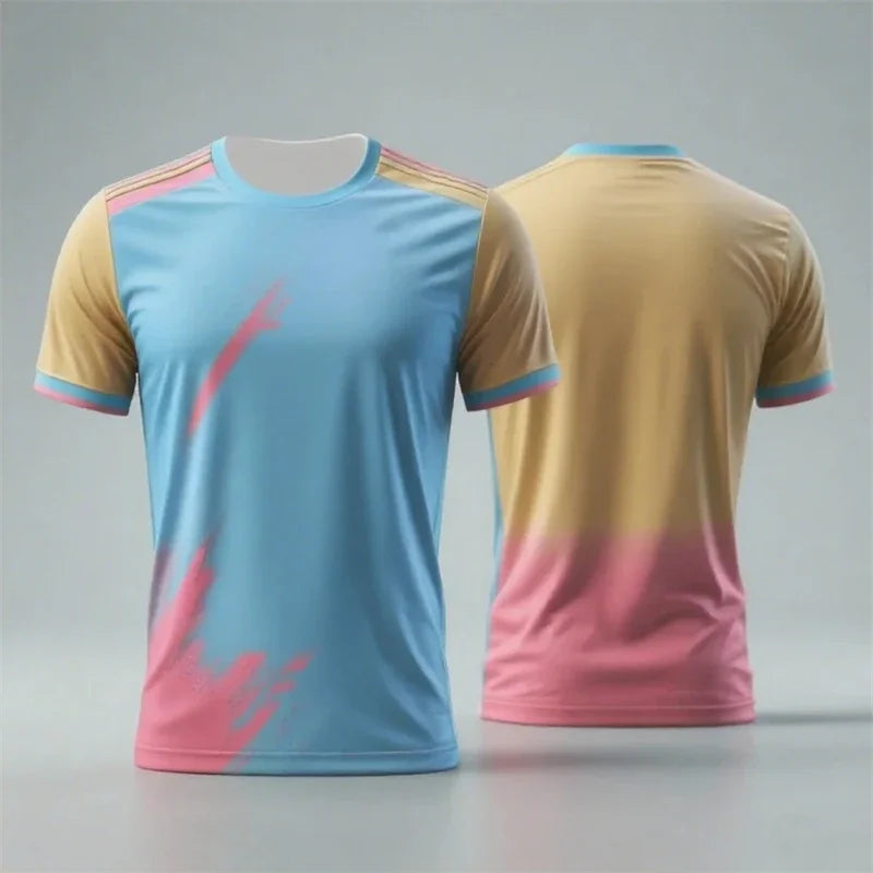 Fashionable and simple sports T-shirt, featuring a contrasting color design. It is a suitable casual T-shirt for summer fitness
