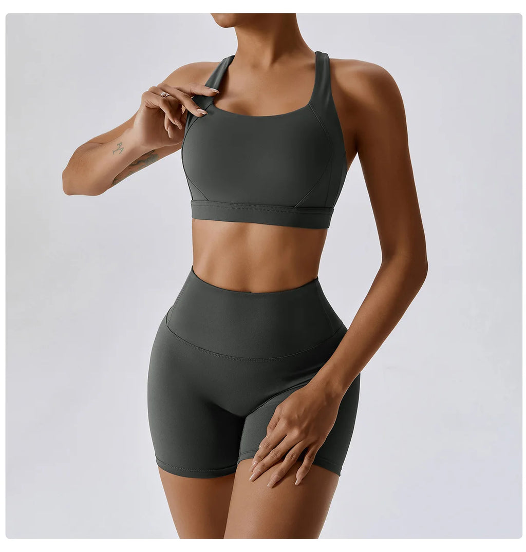 Women's Tracksuit 2PCS Fitness Suit Yoga Sets Sportswear Workout Sports Bra High Waist Leggings Gym Clothing Push Up Sports Suit