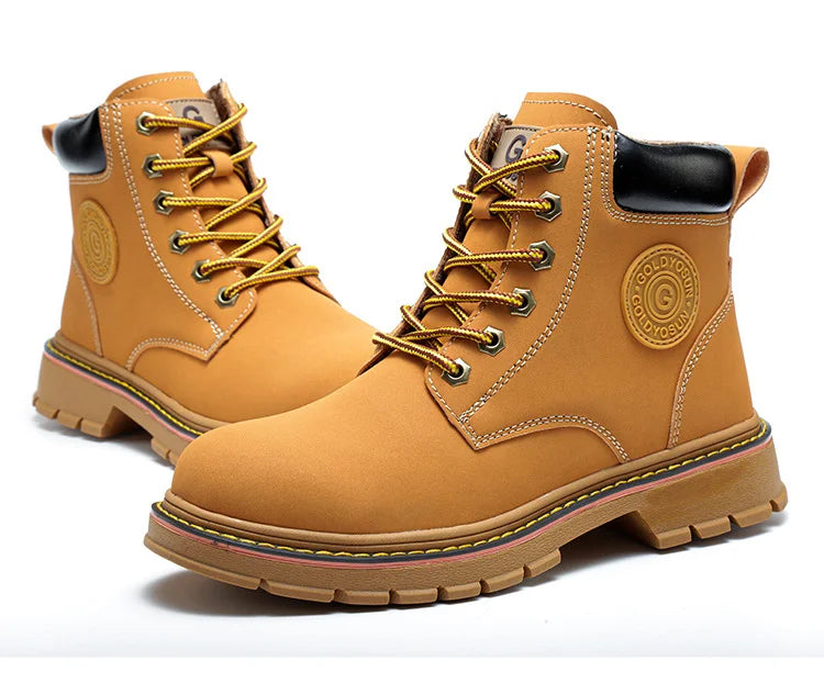 high-top Work Boots For Men Anti-smash Anti-puncture Work Shoes with Steel Toe leather safety shoes men for work waterproof shoe