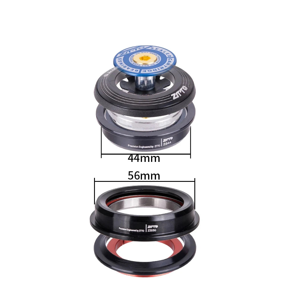 1 1/8"-1 1/2" 45 Degree Threadless Tapered Tube Fork Straight Tube ZS44 ZS56 Sealed Bearing Bicycle Headset Bike Headset