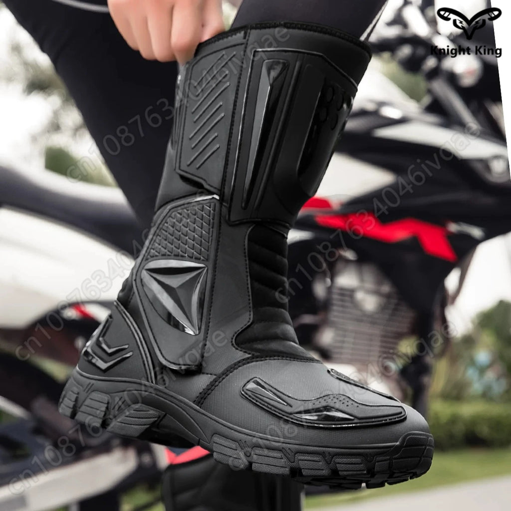 Moto Boots Motorcycle Breathable Off-road Men Women Leather Waterproof Pull Boots 47 Locomotive Equipment Summer Cycling Shoes