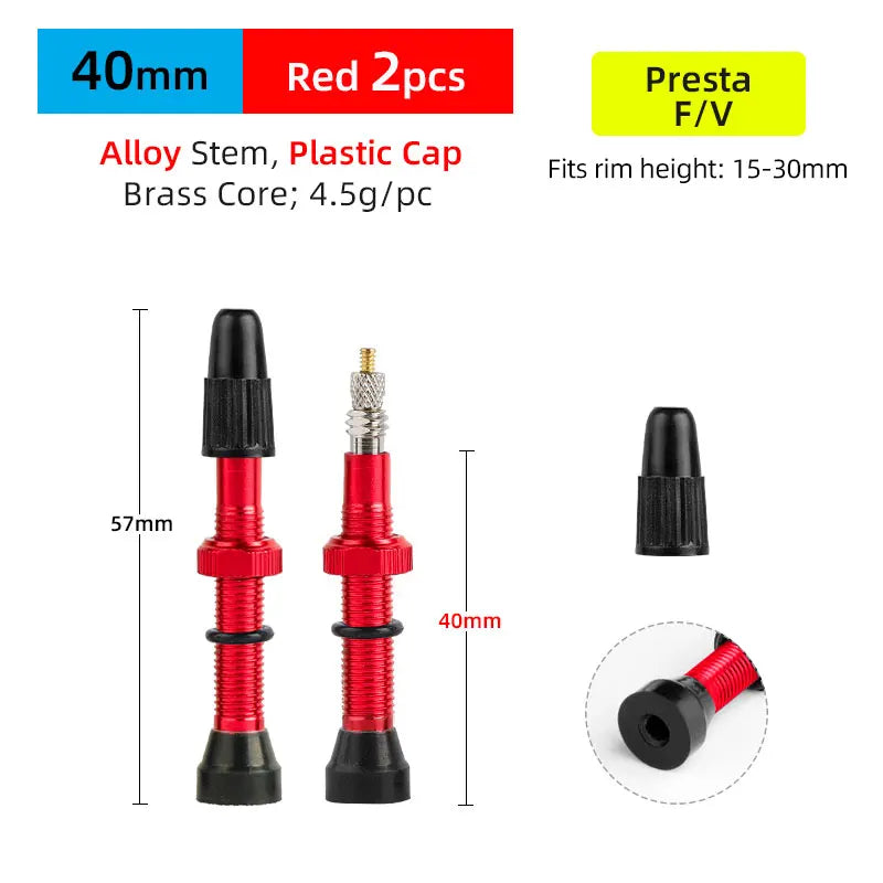 Deemount 2pcs 40/60/80mm Bike Presta/FV Valve Stem for Tubeless Tire MTB Road Bike Bicycle No Tube Rim Parts