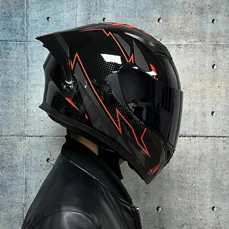 JIEKAI DOT Certified Full Face Motorcycle Helmet Racing Dual Lens Helmet