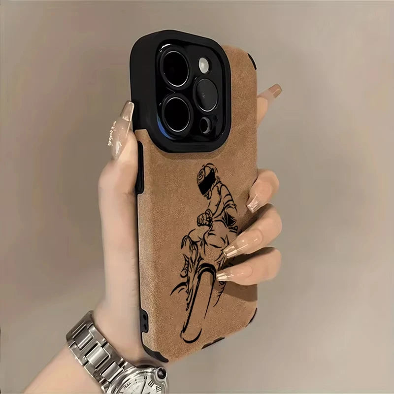 Cool Biker Phone Case For iPhone 17 AIR Pro Max 16E 15Plus 14 13 Mini 12 11 AIR XS XR XS Motorcycle Rider Style Cover