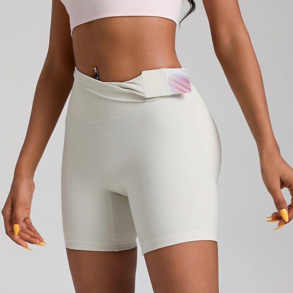 Solid Color High Waist Yoga Short Leg Cycling Women Fitness Sports Short Comprehensive Training Jog Squat Proof Internal Pocket