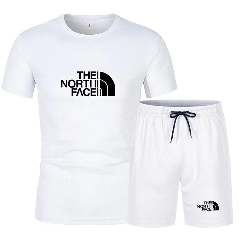 The new slim-fit men's mesh sports outfit includes a T-shirt and trousers, a two-piece set. It is a fashionable sports outfit in