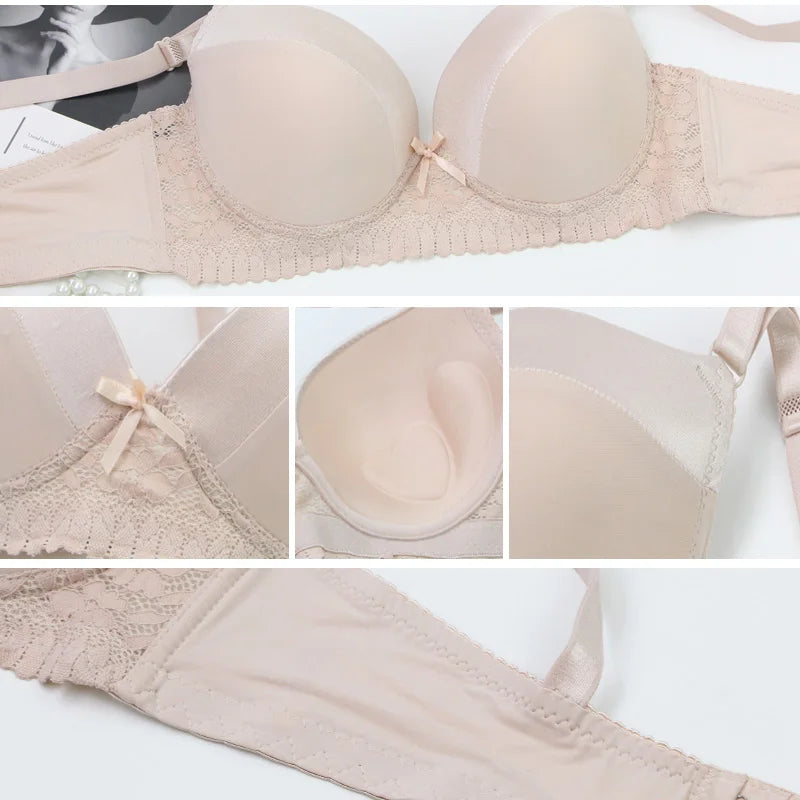 DaiNaFang Push Up Bras For Women Pink Blue Black Gray Beige White Burgundy Underwear Lace Minimize Seamless Lingerie