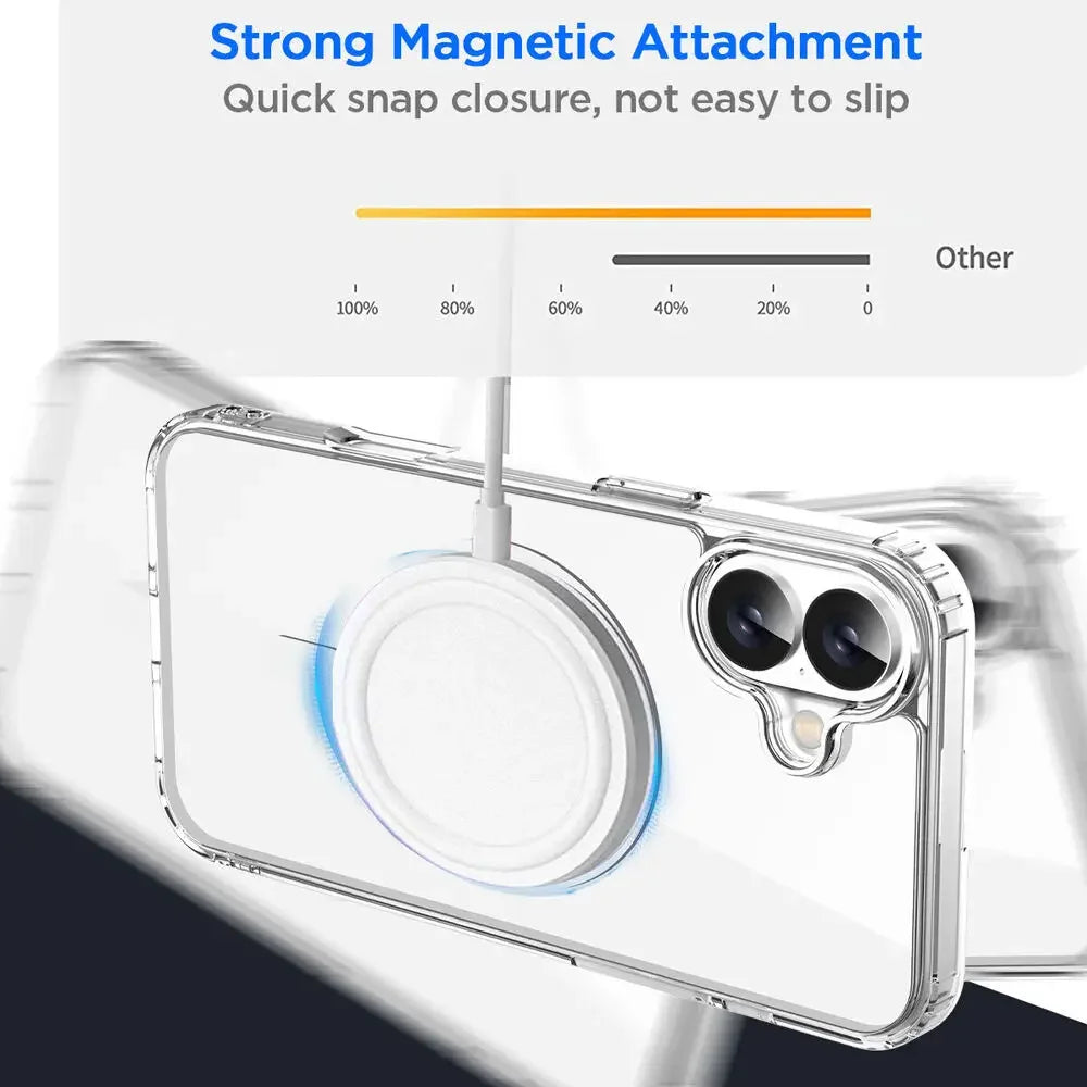Original Magnetic Transparent Phone Case, Silicone Case for iPhone 17 Air 16 15 14 13 Pro Max Plus 16E Magsafe