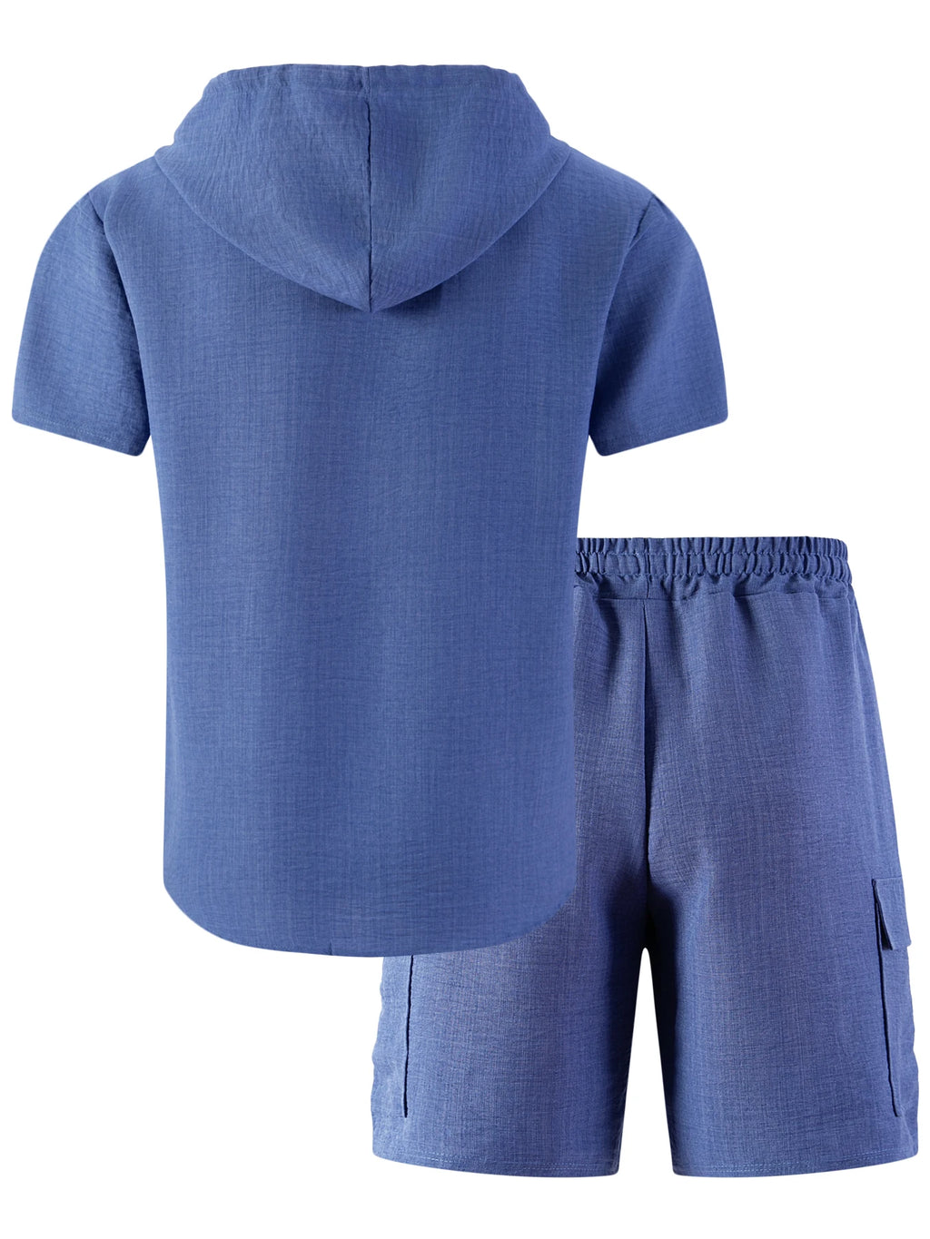 2026 New Men's Summer Casual Suit - Hooded Short-Sleeved Shirt and Drawstring Work Pants Set