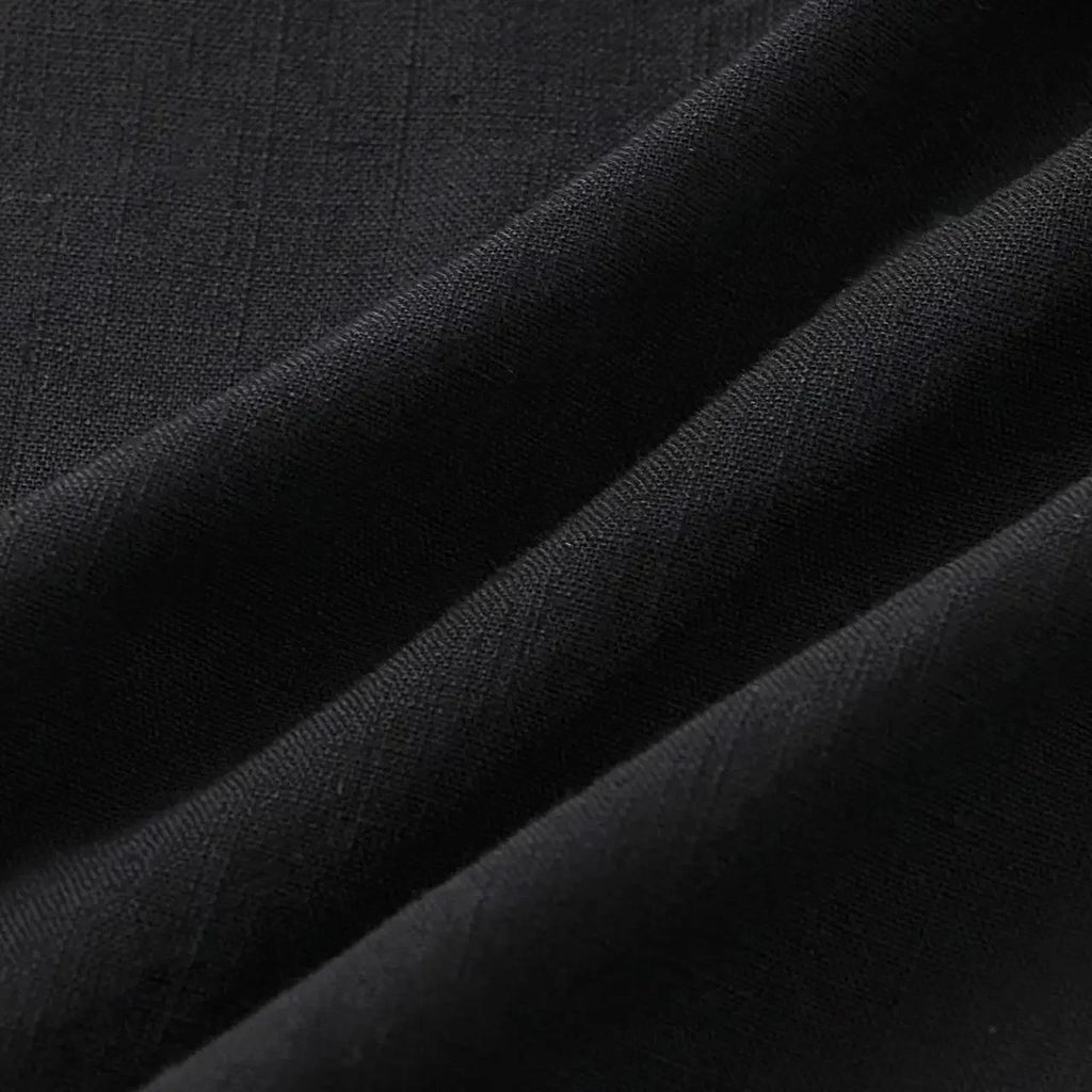Summer Solid Cotton and Linen Suit Men'SSolid Color Fashion Lapel Short-sleeved Shirt Shorts Two-Piece Set S-3xl