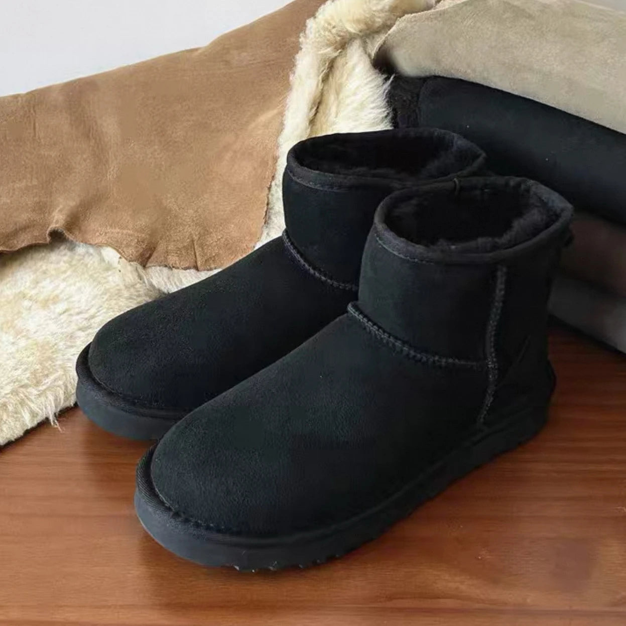2026 New Design Winter Boots Women Super Mini Real Sheepskin Wool Comfort Warm Natural Fur Shoe Man Classic Snow Boot Size 35-44