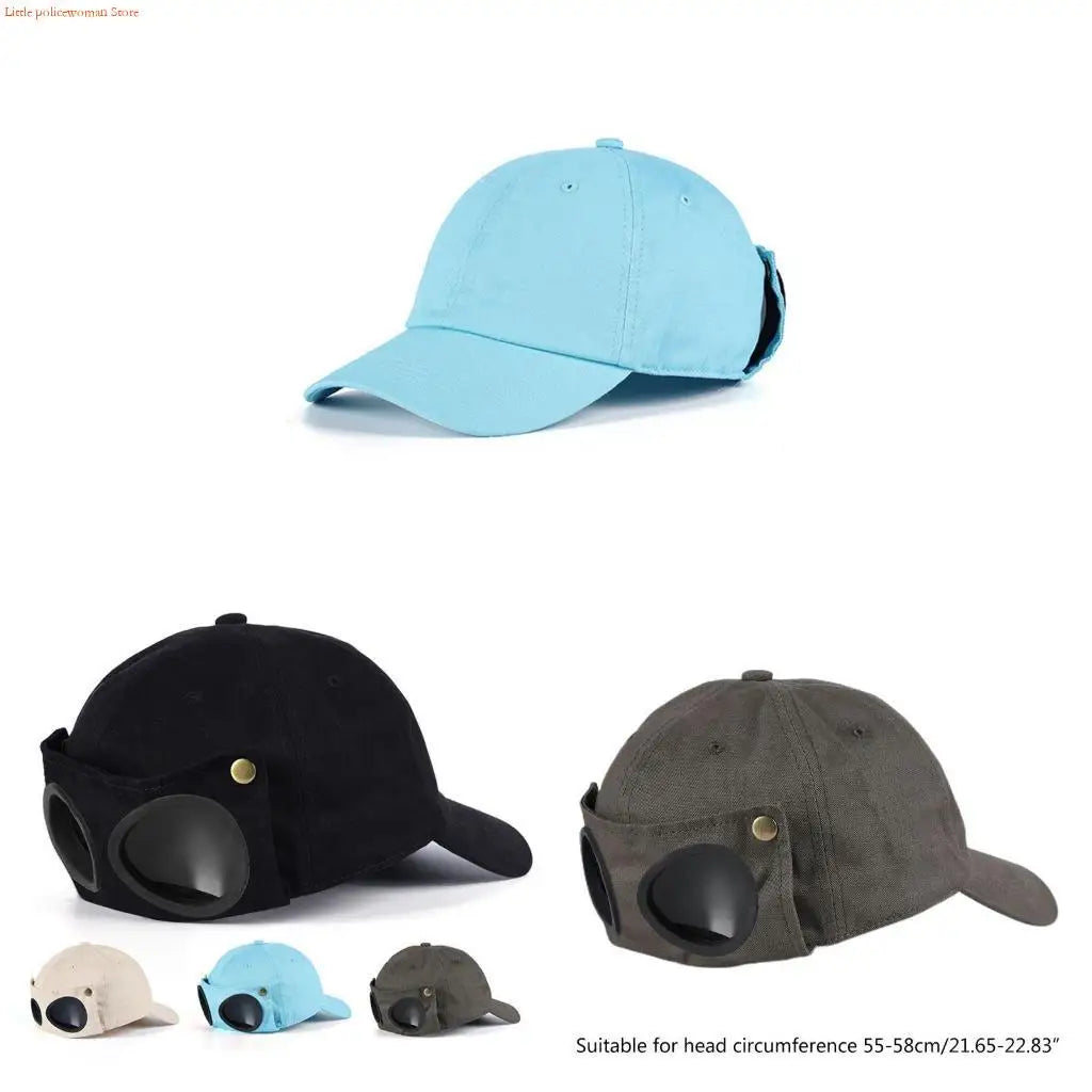 F92D Baseball Hat For Men Hip Hop Hats Curved Visor Baseball Hat with Goggles
