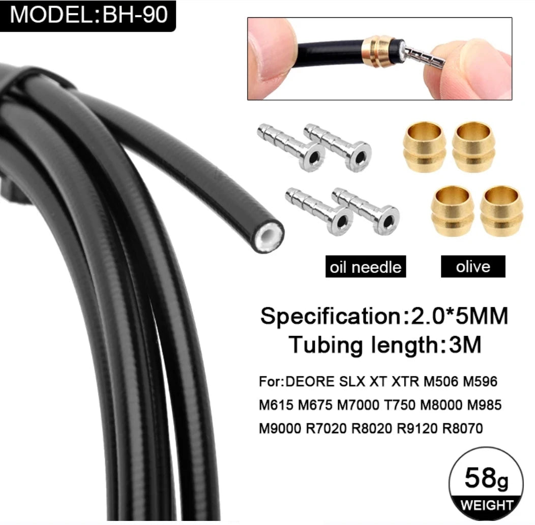 Mountain Bike Hydraulic Brake Line BH59 BH90 Oil Hose Olive Needle 3 Meters for Shimano MT200 M375 M395 Bicycle Disc Brake