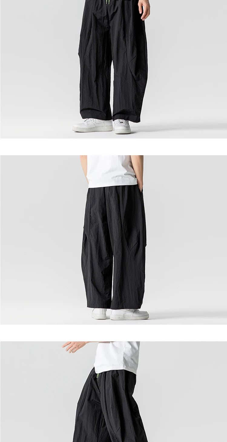 Wide Leg Pants Men and Women summer Light Thin Solid Straight Casual trousers Elastic Waist Harun Pant Loose Oversize Streetwear