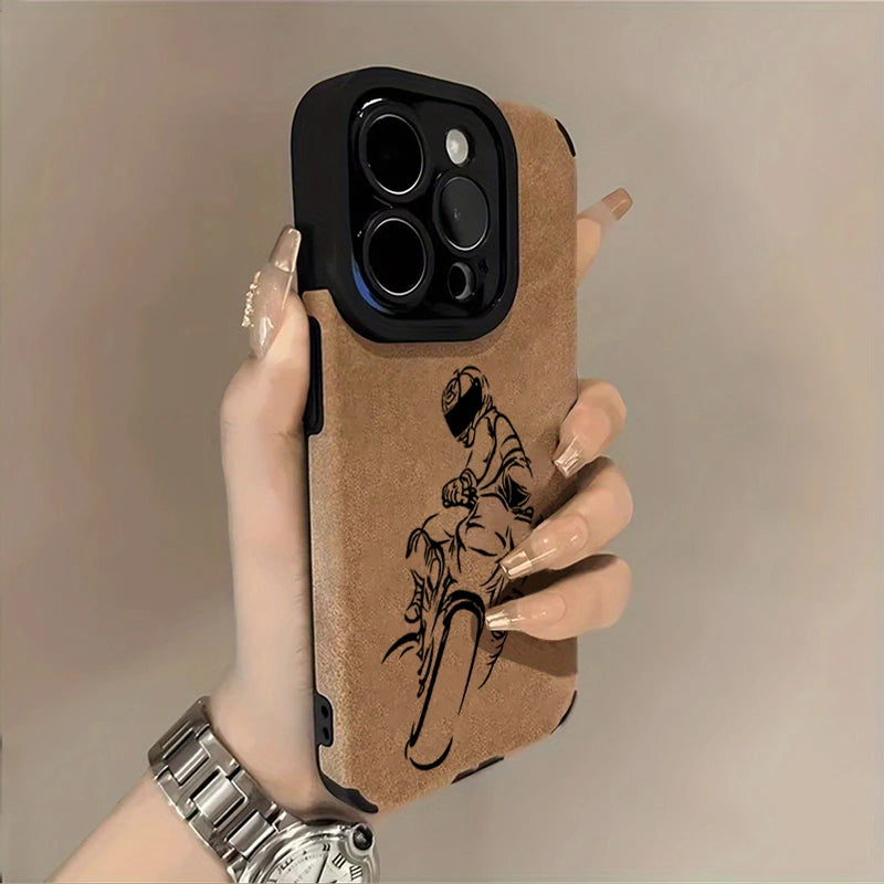 Cool Biker Phone Case For iPhone 17 AIR Pro Max 16E 15Plus 14 13 Mini 12 11 AIR XS XR XS Motorcycle Rider Style Cover