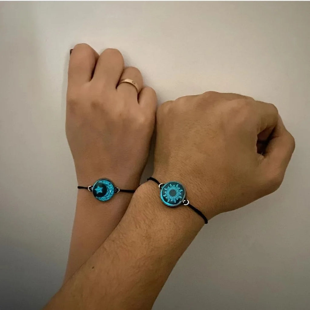 Romantic Luminous Sun Moon Couple Bracelets for Women Men Handmade Braided Rope Matching Bracelet Charms Lover  Jewelry Gifts