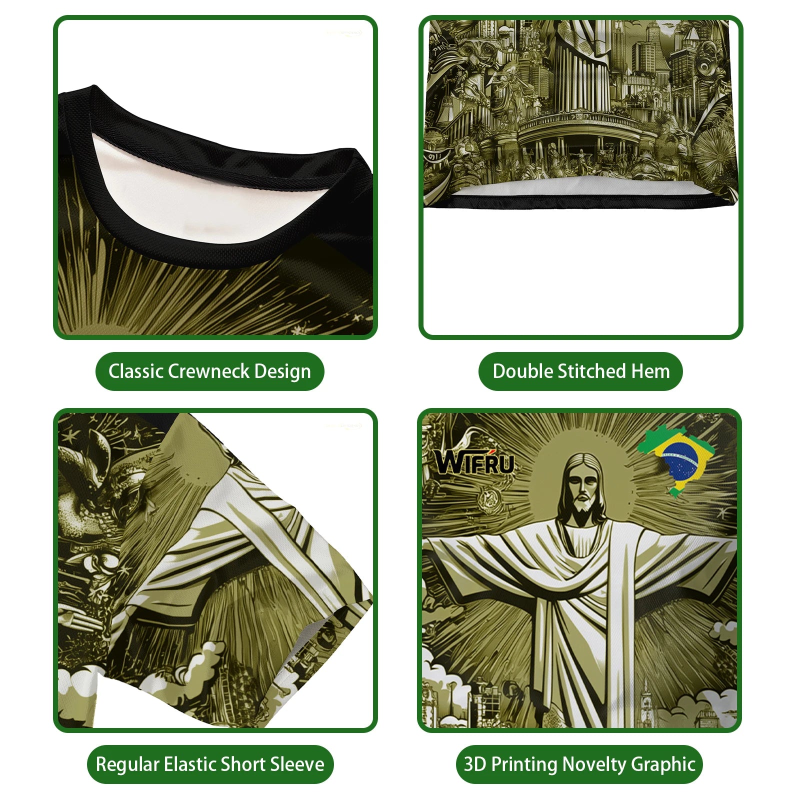 Summer New Brazil Jesus Soccer Jerseys Wifru Outdoor Football Training Breathable Uniforms Men's Quick-drying Tshirts Kid's Tops