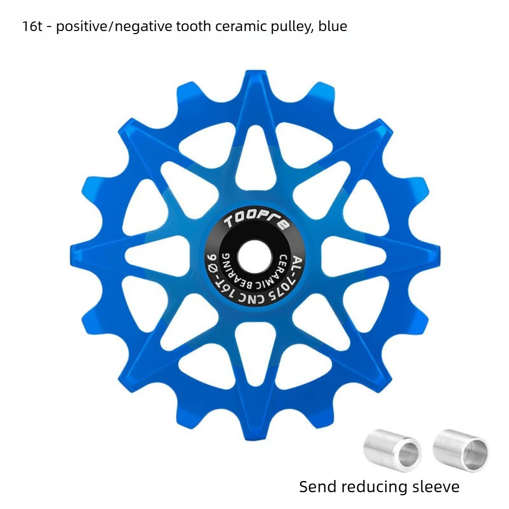TOOPRE Bicycle Derailleur Jockey Wheels 10/12/14/16T Aluminum Ceramic Bearing Positive Negative Teeth Pulley Hollow Lightweight