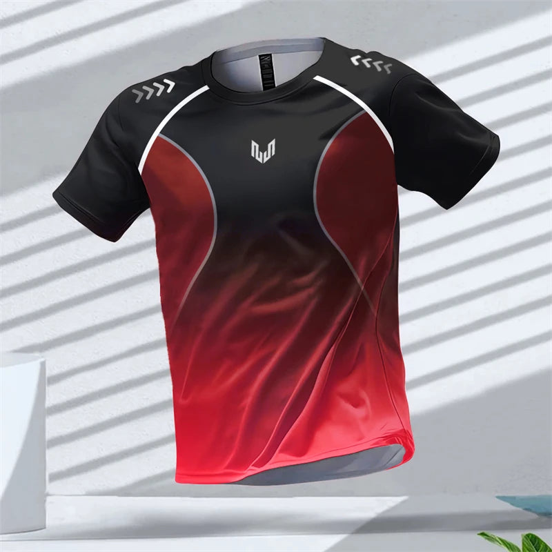 Simple Fashion Quick Dry Sports T Shirts Summer Casual Short Sleeve 3D Printed T-shirts Loose Breathable Fitness Running Tees