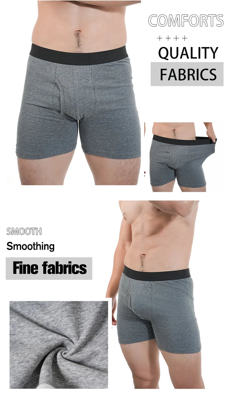 Mens Long Boxer Briefs Youth Sports Underwear Cotton Underpants Breathable Stretch Panties Plus Size Boxers Shorts Mens Gifts
