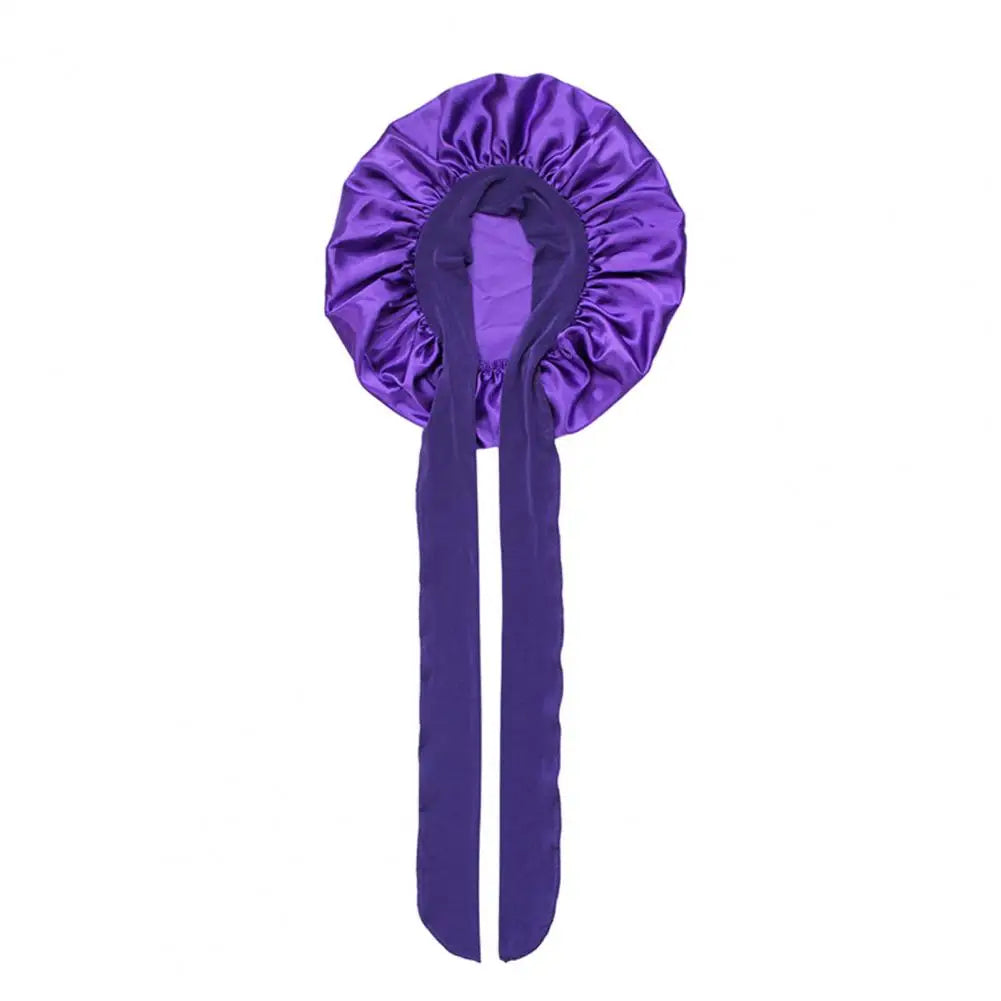Women Sleeping Hair Bonnet with Tie Band Night Sleep Cap Adjustable Silk Satin Bonnet Wrap for Braids Long Curly Hair