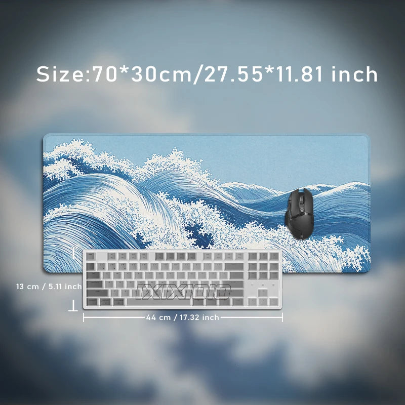 Mouse Pad Blue Ocean Waves Gaming XL Home Custom Large Mousepad XXL Playmat Office Carpet Natural Rubber PC Mouse Mats