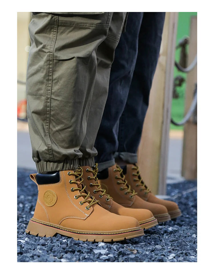 high-top Work Boots For Men Anti-smash Anti-puncture Work Shoes with Steel Toe leather safety shoes men for work waterproof shoe