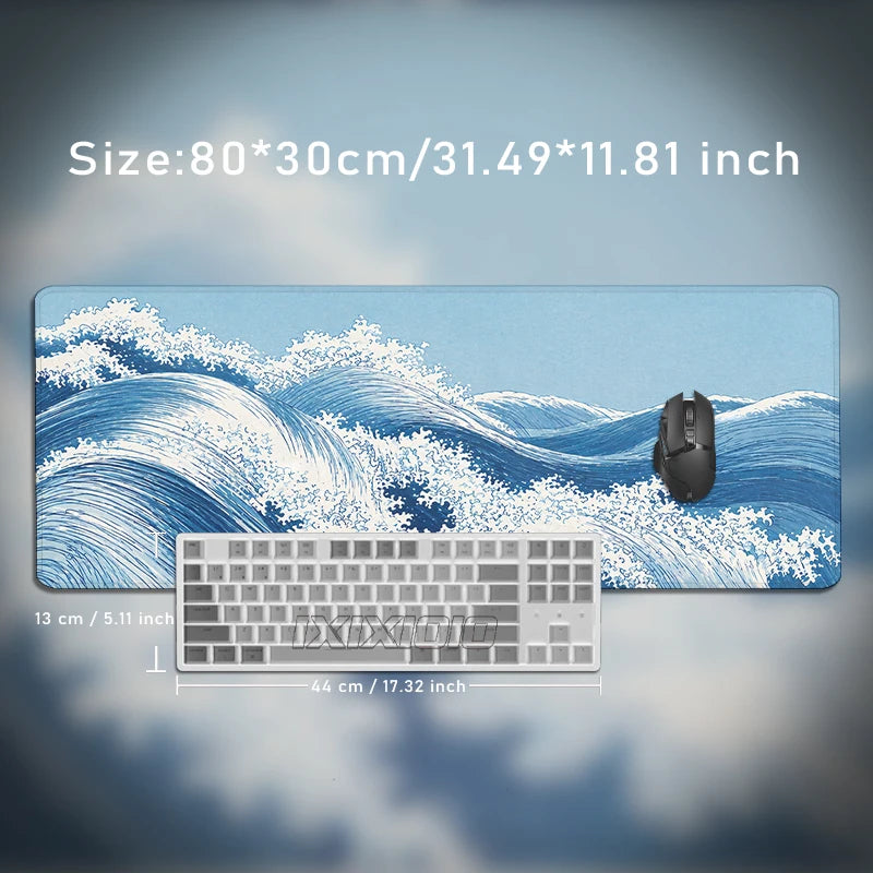 Mouse Pad Blue Ocean Waves Gaming XL Home Custom Large Mousepad XXL Playmat Office Carpet Natural Rubber PC Mouse Mats