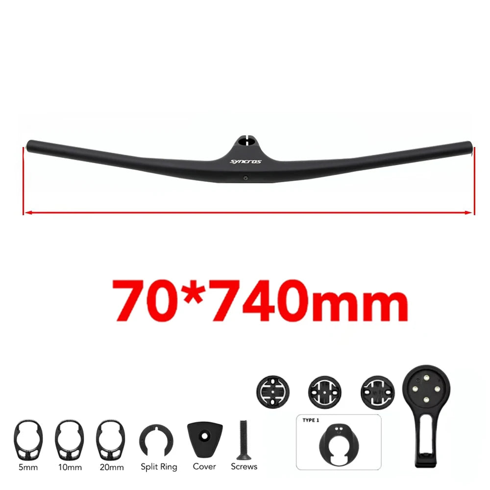 SYNCRO Full Carbon Fibre Integrated Cockpit  Internal Cable -17° 50mm-90mm MTB Carbon Handlebar For MTB XC 4 color Logo