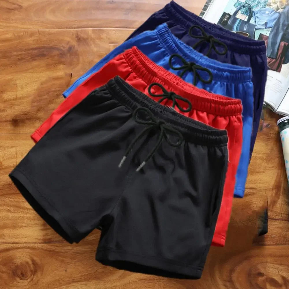 Men's Sports Shorts Elastic Waist Drawstring Gym Short Pants Solid Drawstring Waist Outdoor Shorts Running Shorts Beach Pants
