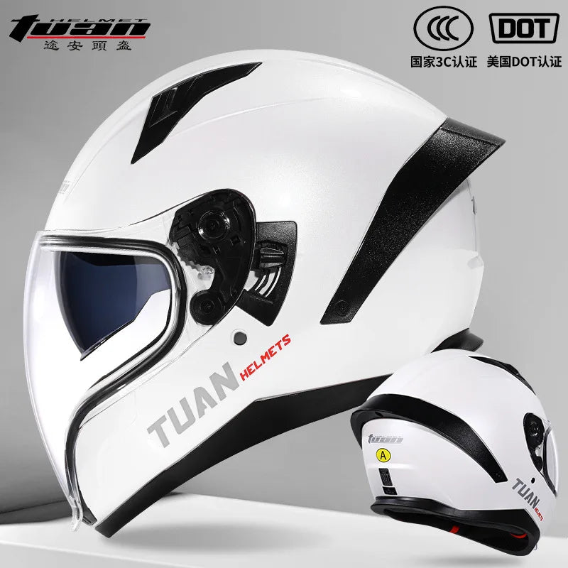 2026 New Motorcycle Helmet Standard DOT Double Mirror Drinkable Water Ghost Face Helmet Cycling Locomotive Full Helmet