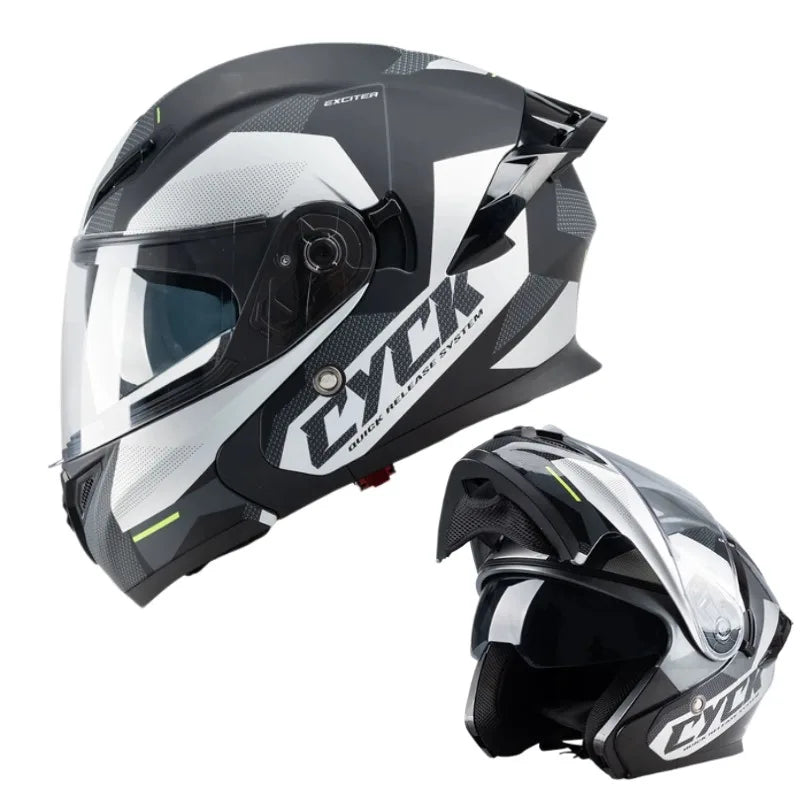 Motorcycle Helmet Men's and Women's Flip Face Helmet Double Mirror Semi Full Coverage Motorcycle Personality Capacetes De Moto