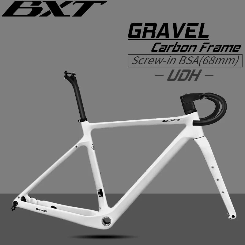 BXT Disc Brake Carbon Gravel Bike Frame 700C/27.5er Max Use 47C/2.1 Tire Carbon Gravel Bicycle Frame Thru Axle Carbon MTB Frame