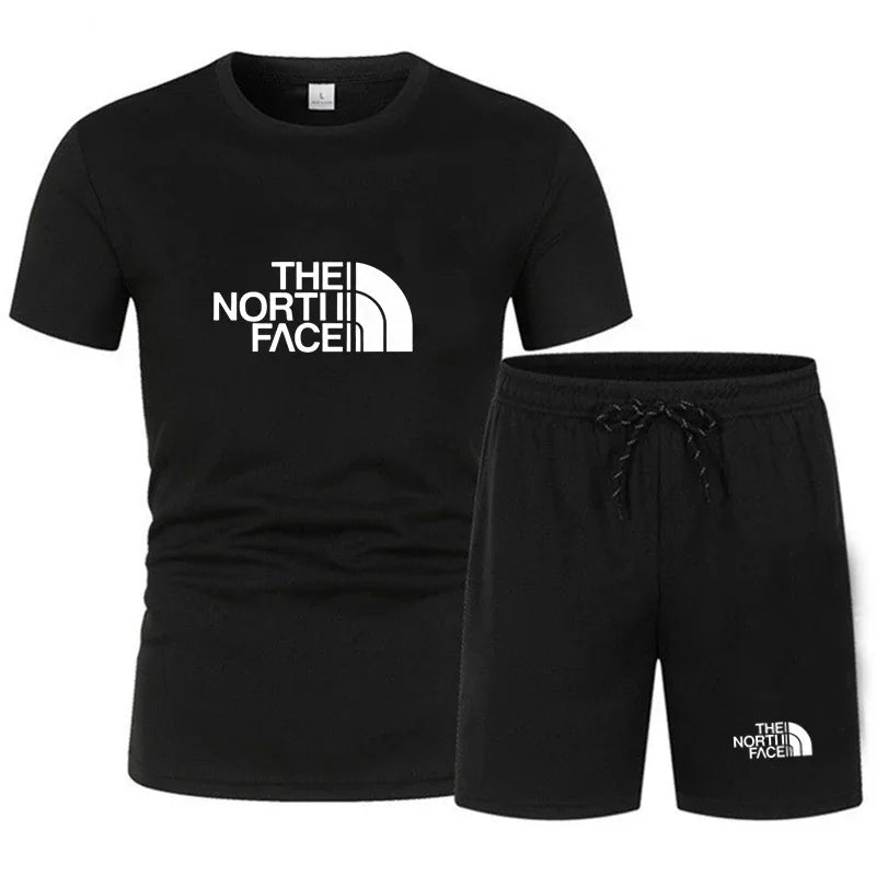 The new slim-fit men's mesh sports outfit includes a T-shirt and trousers, a two-piece set. It is a fashionable sports outfit in