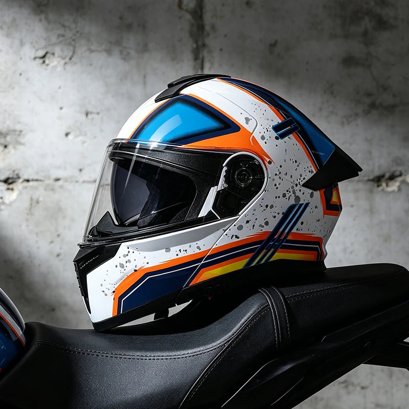 New Flip Up Motorcycle Helmet Dual Lens Sun Visor DOT Certified Bluetooth Compatible Unisex Adult Motorbike Full Face Helmet