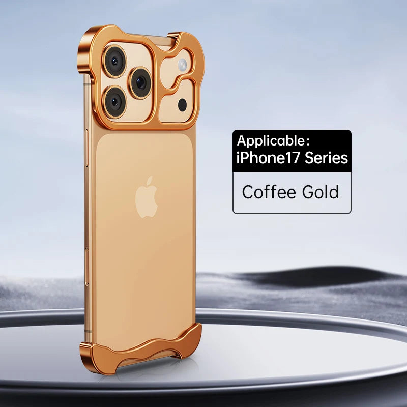 lrregular Metal Bumper Phone Case For IPhone Air 13 14 15 16 17 Pro Max Plus Lens Film Protection Bare Aluminum Shockproof Cover
